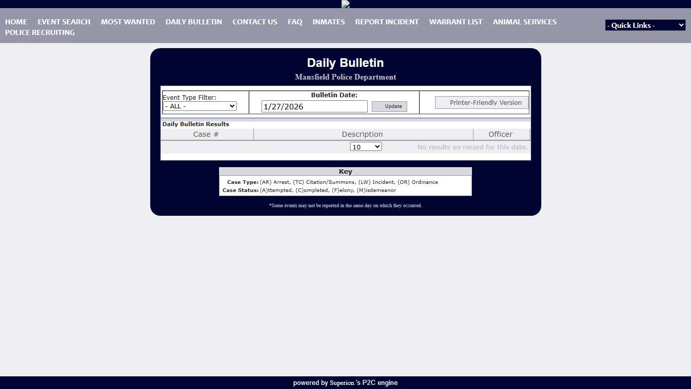 Mansfield Police Department P2C